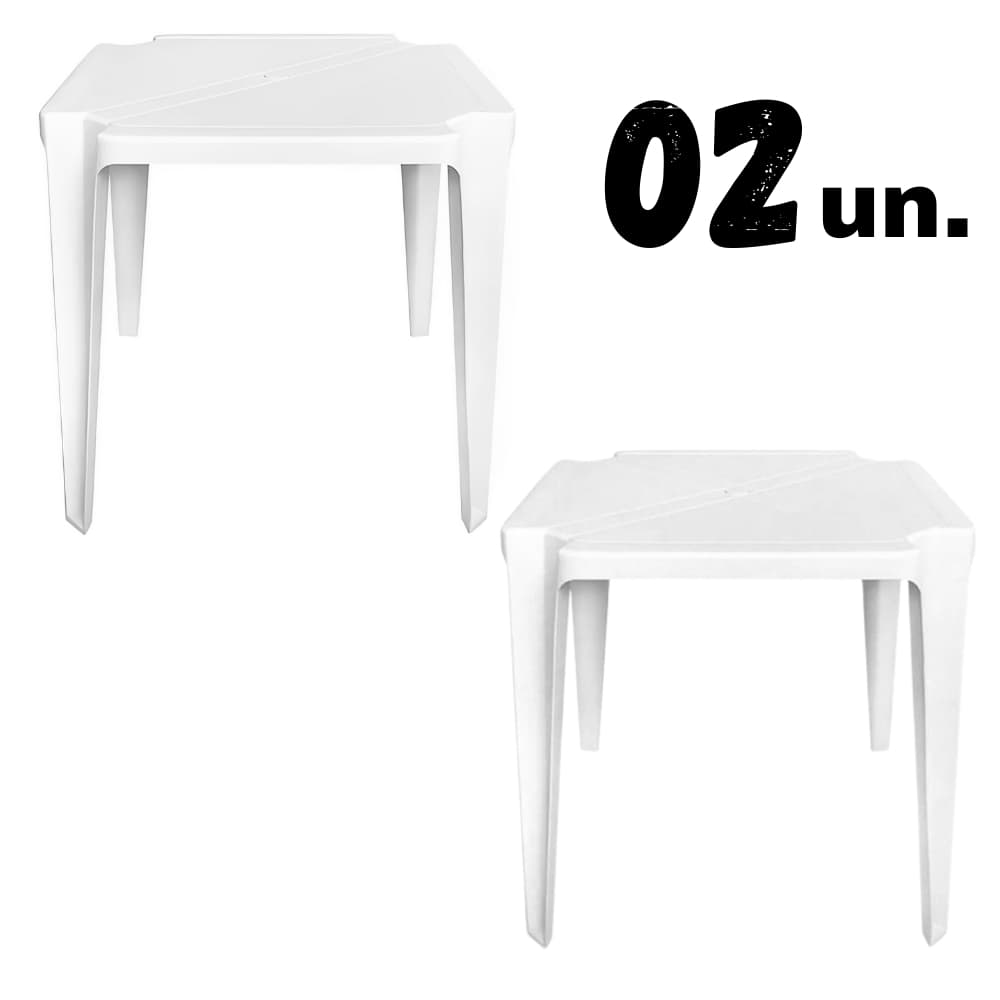 Kit com 2 Mesas Monobloco Plástica Reforçada Ideal para Casa e Jardim