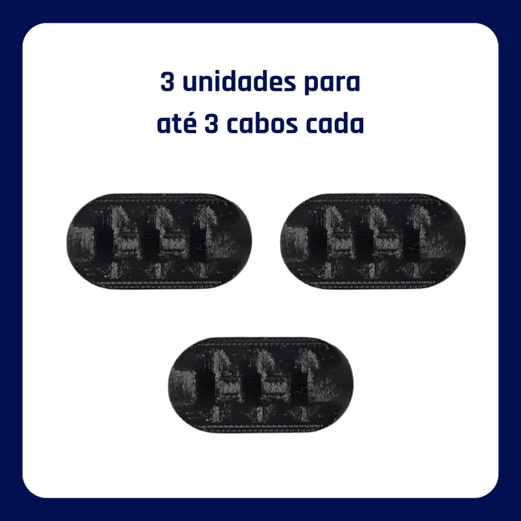 Organizador de Cabos Autoadesivo • Kit com 3 Unidades (até 3 cabos cada)