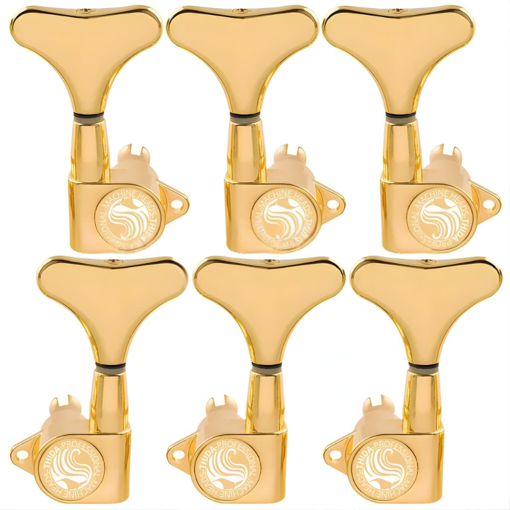 Tarraxas Blindadas Dourada Thida Pro Bass Compatível Com Contra Baixo Ibanez Tagima 3 + 3