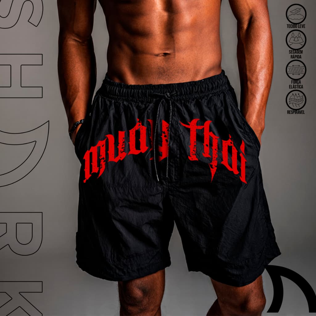 Short Bermuda Masculina Tectel Treino Luta Muay Thay Artes Marciais Academia Gym Secagem Rapida