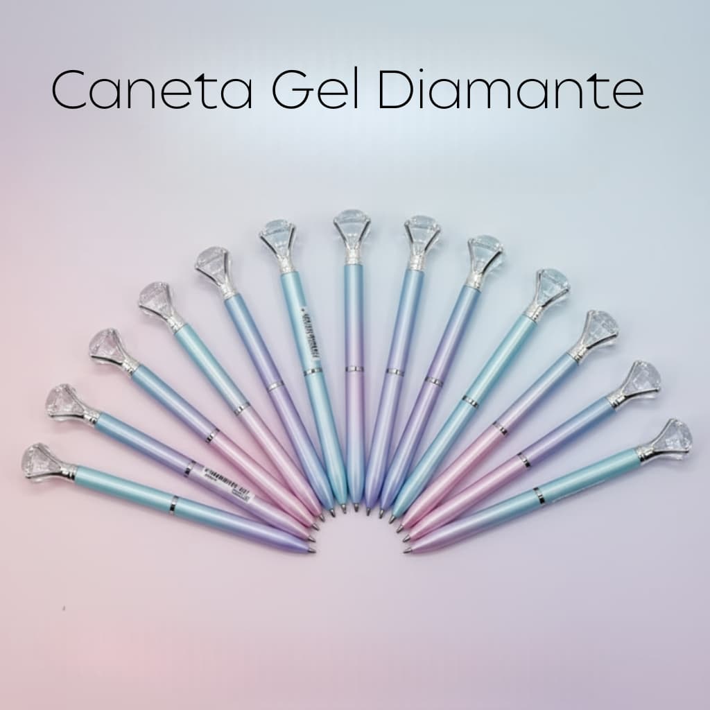 Caneta Esferográfica Azul com Diamante Grande 1.0mm Escrita Suave Presente Material Escolar
