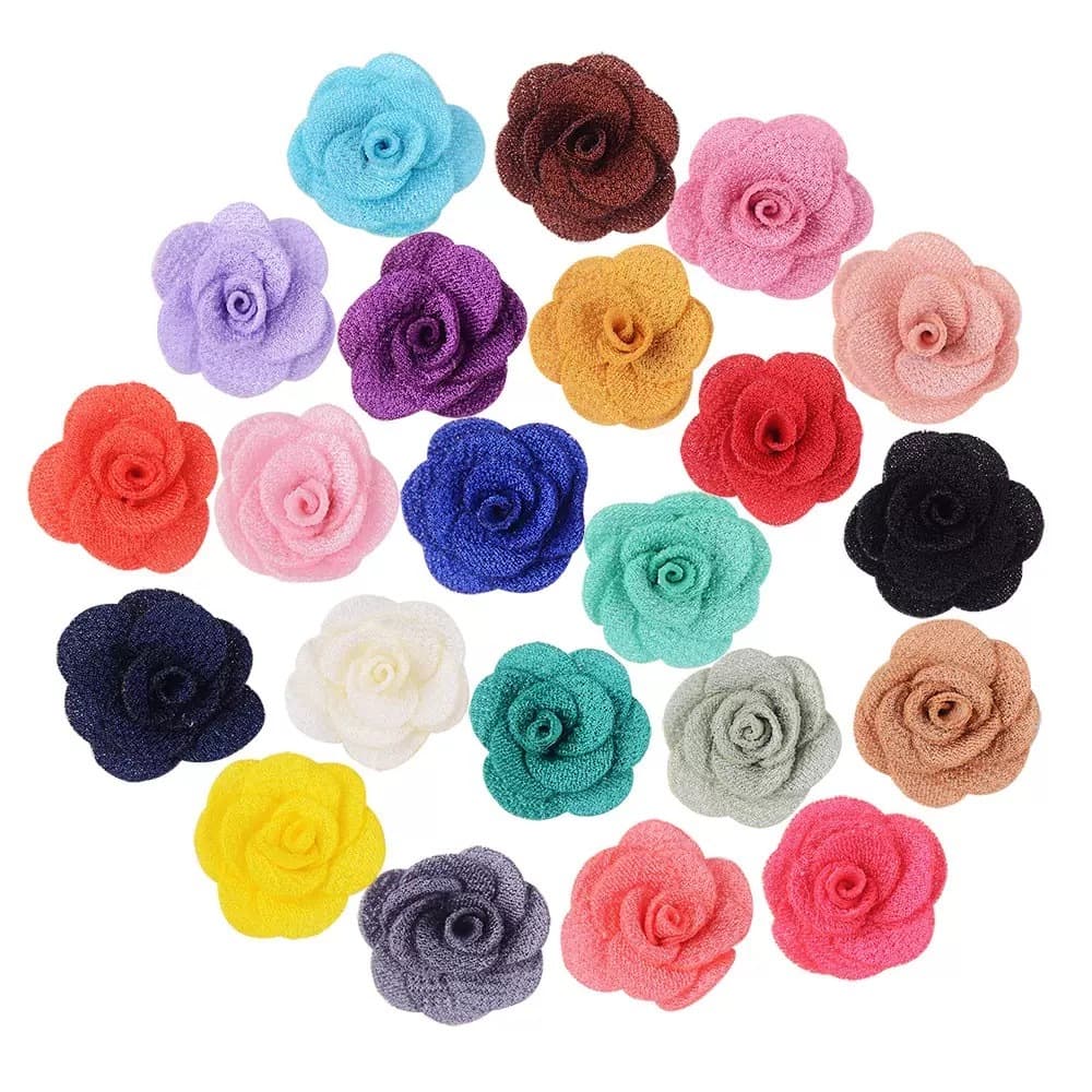 Aplique Flor Tecido Poliéster 100 Unidades 3CM Laços Tiara Infantil Scrapbook Artesanato DIY Atacado