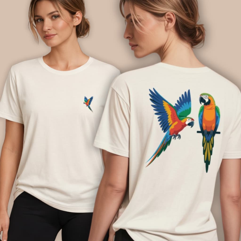 Camiseta Feminina Algodão Estampada Arara Casual  Estilosa Academia