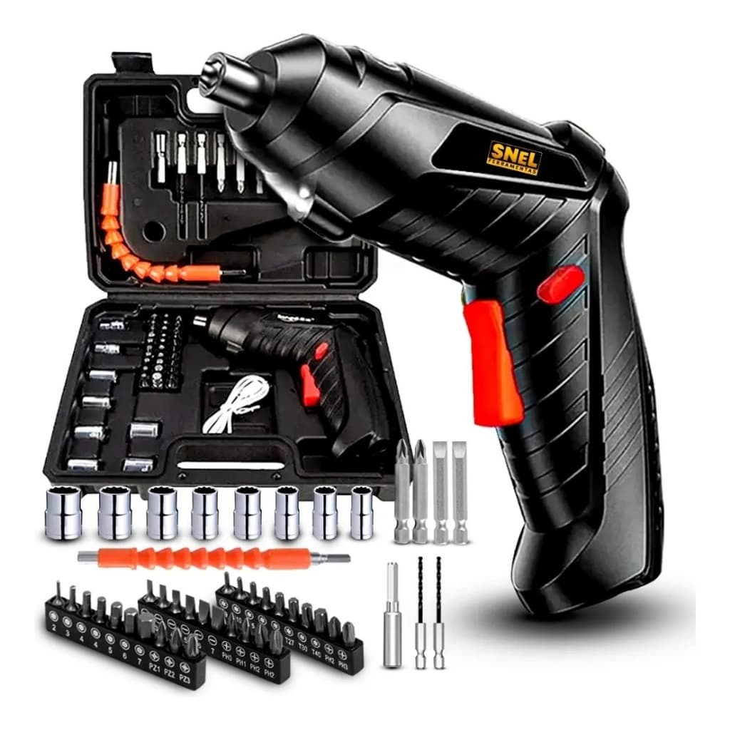 Parafusadeira Sem Fio 4,8V Recarregável com 47 Peças e Maleta – Kit Completo para Reparos Domésticos