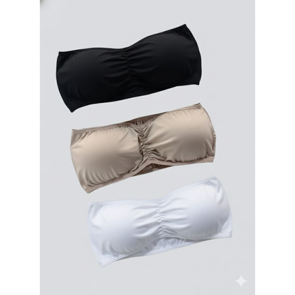 KIT 03 Top Fitness Faixa Sutiã Bustie Sem Alça Tomara Que Caia Com Bojo