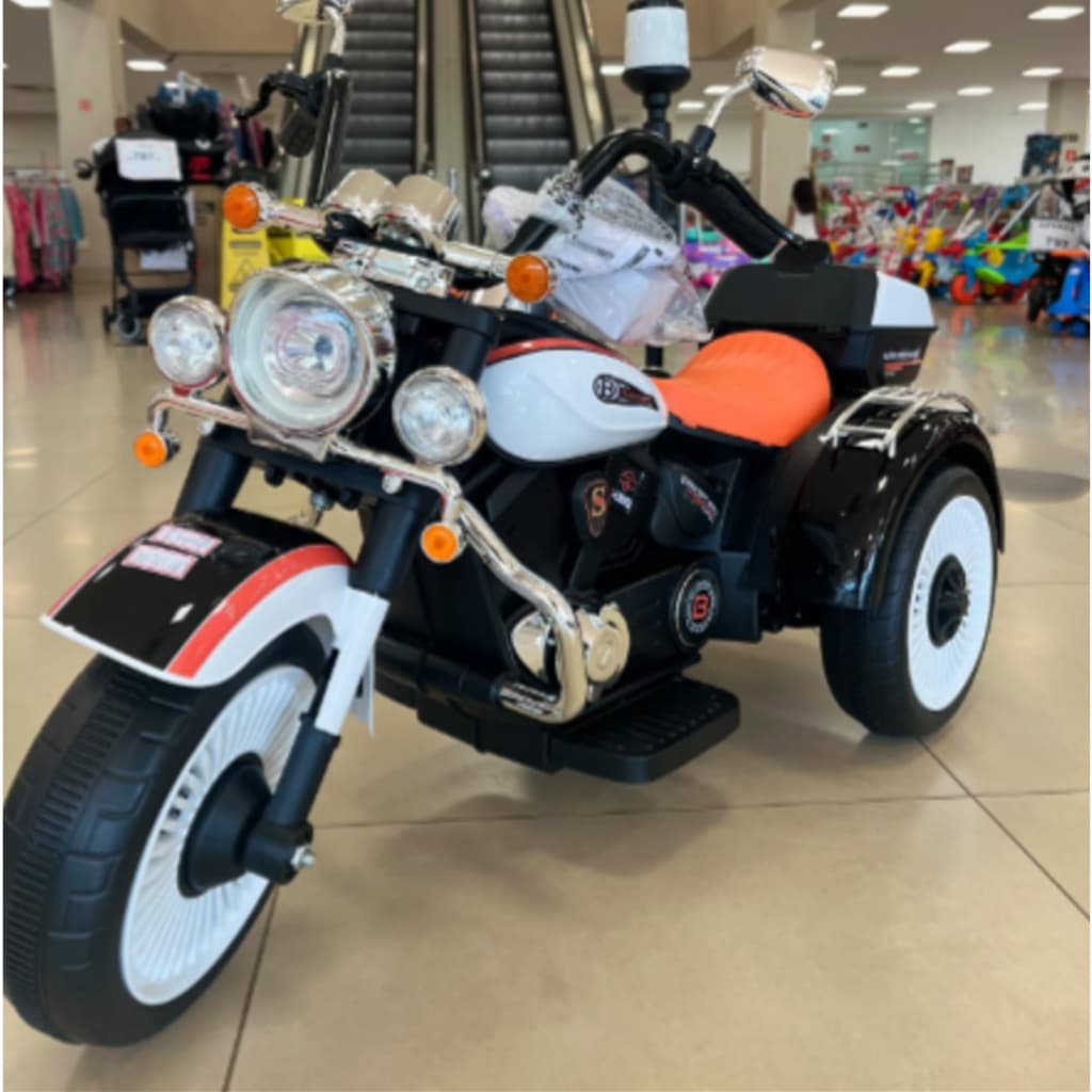 Moto Elétrica Infantil 12V Chopper Motorizada Sirene Luz Farol Bateria Recarregável Criança