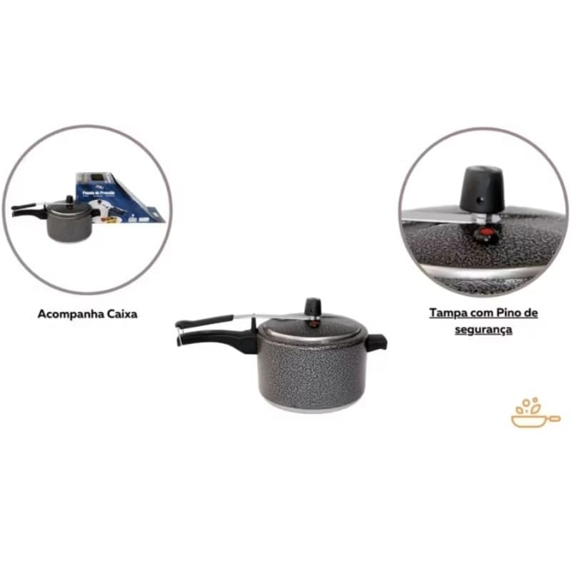 Panela de Pressão 10 Litros Cor Craquelada Preta São Jorge Com Garantia Material excelente