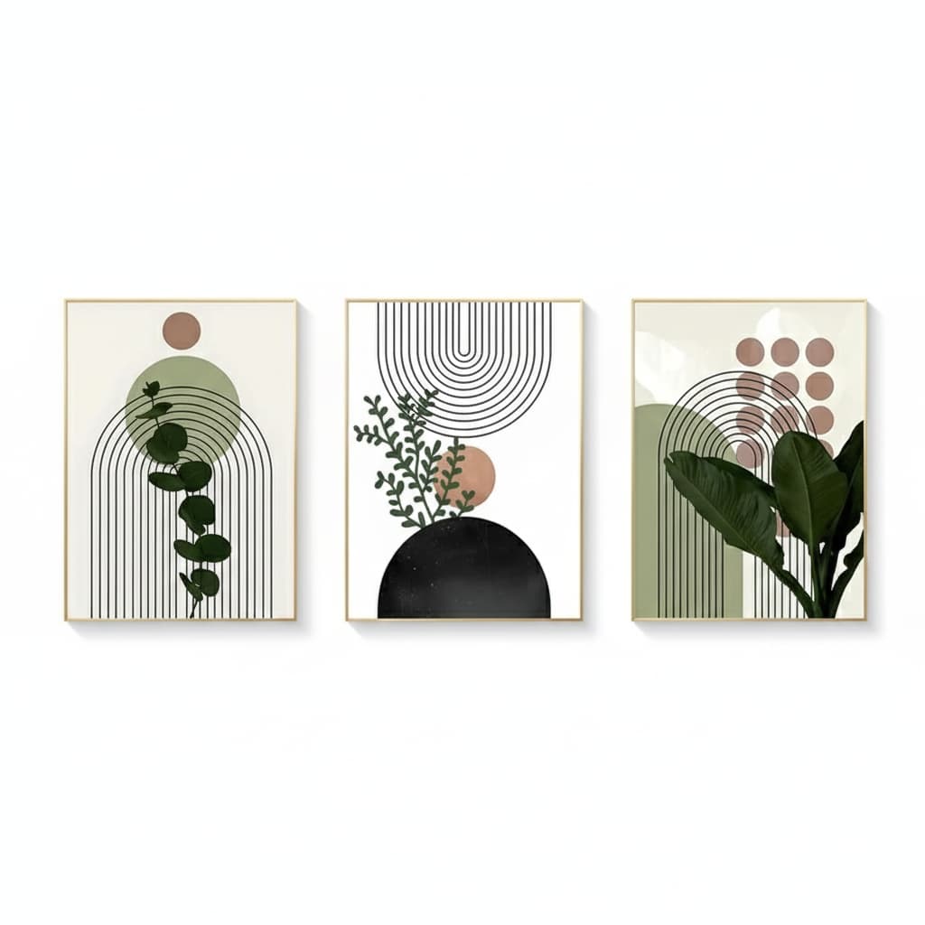 Quadro decorativo folhas verdes impressões, pintura quadro para o quarto, sala de estar (3 peças)