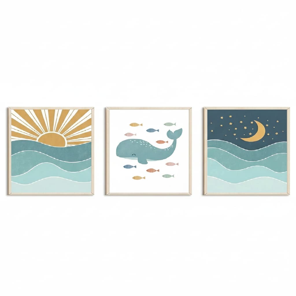 Quadros decorativos Infantis Mar (3 peças)