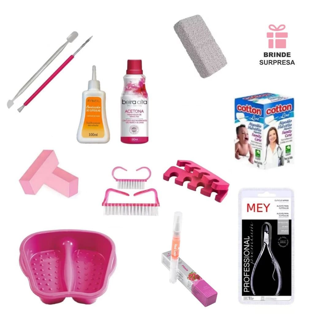 Kit Manicure Intermediário + Bacia - Profissional ou Pessoal - 12 Itens