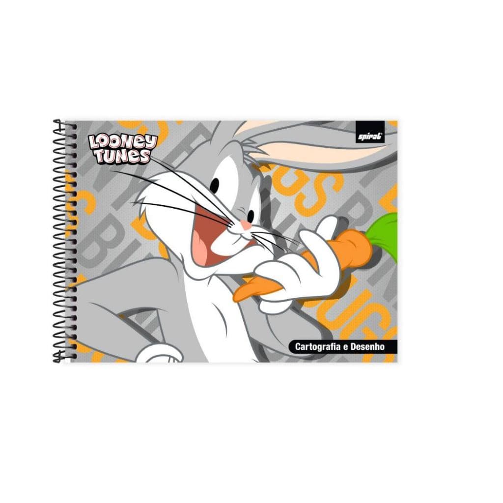 Caderno Cartografia e Desenho Capa Dura 48 Folhas, Looney Tunes, Pernalonga ,2026 Spiral
