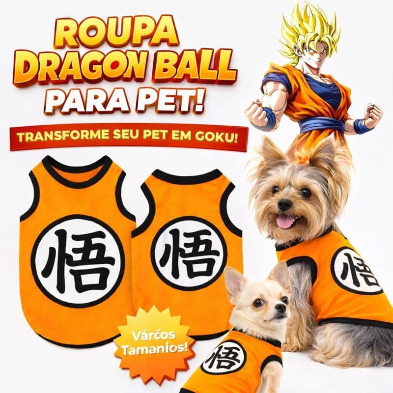 Roupa PET  dragon ball macho anime roupa raças pequenas