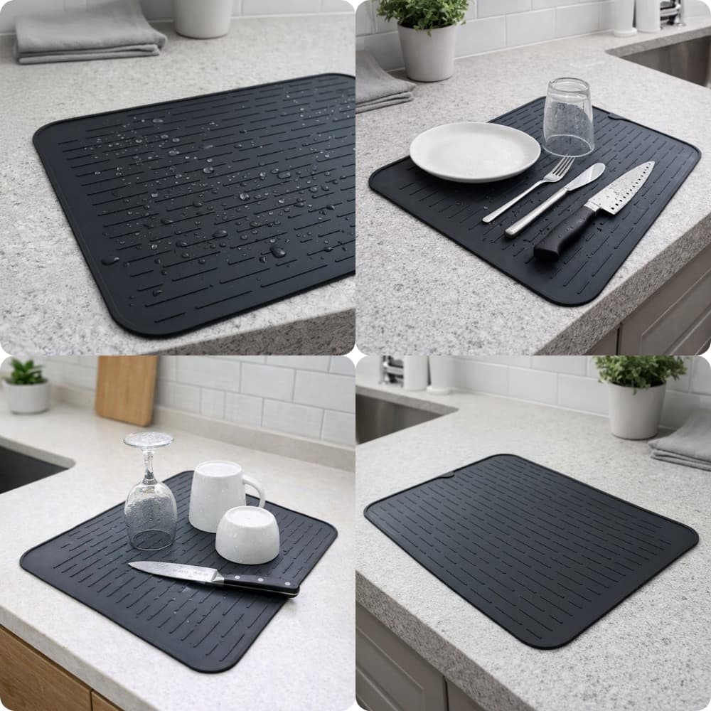 Tapete Escorredor de Silicone 40 cm Secar Louças Proteger Bancadas Apoiar Panelas Quentes Organizar Pia Base Preparo