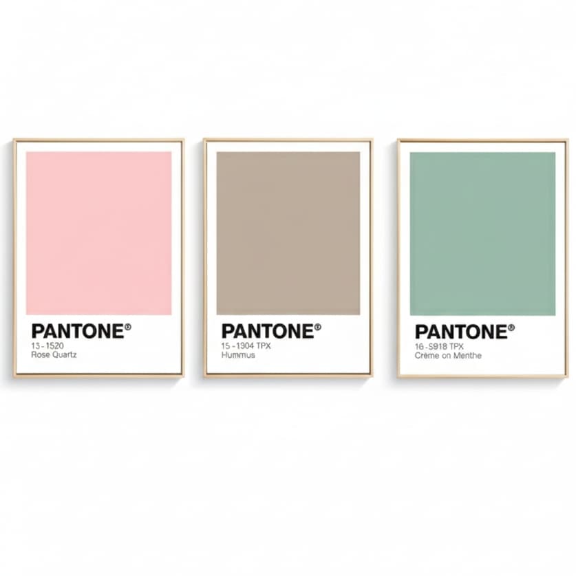 Quadros decorativos Arte Visual Nórdica Pantone Design cores moderna (3 peças)