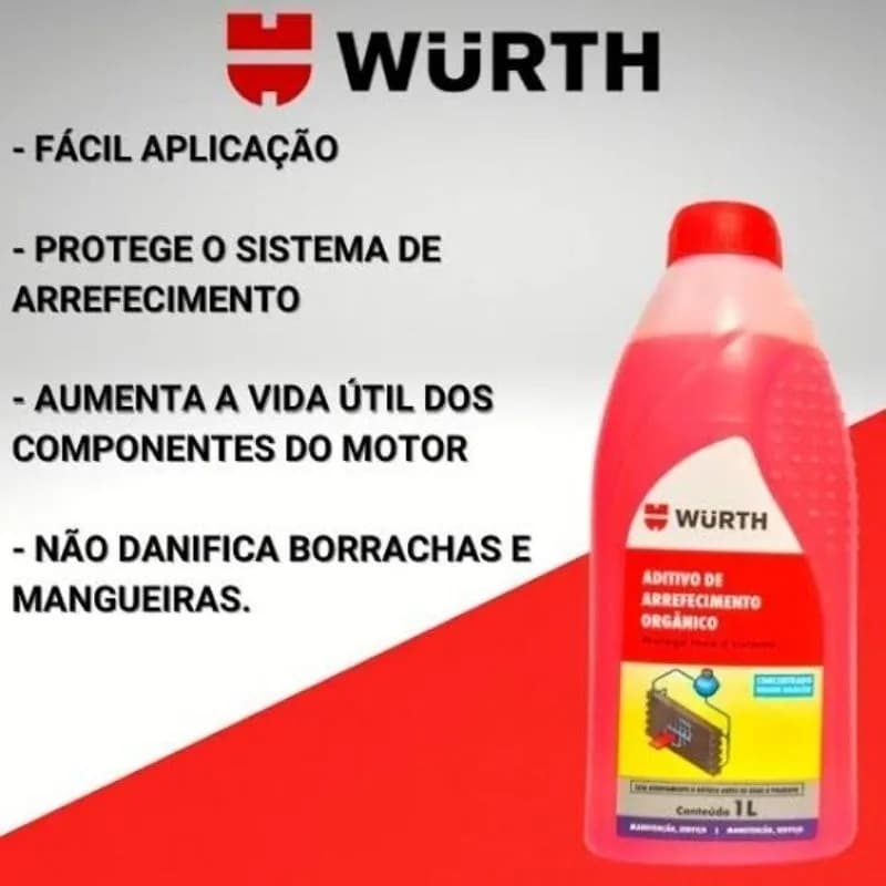Fluido Líquido Para Radiador Orgânico Rosa 1Litro Pronto Uso - Wurth