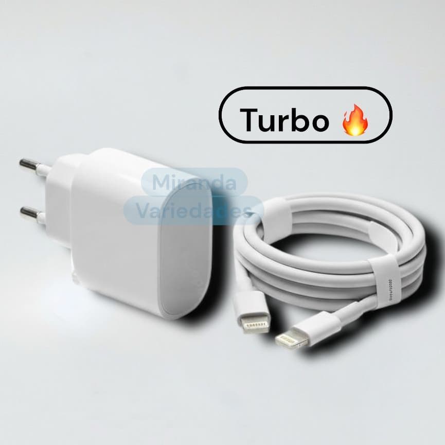Carregador Turbo iPhone Android 20W Kit Completo com Cabo Rápido USB-C