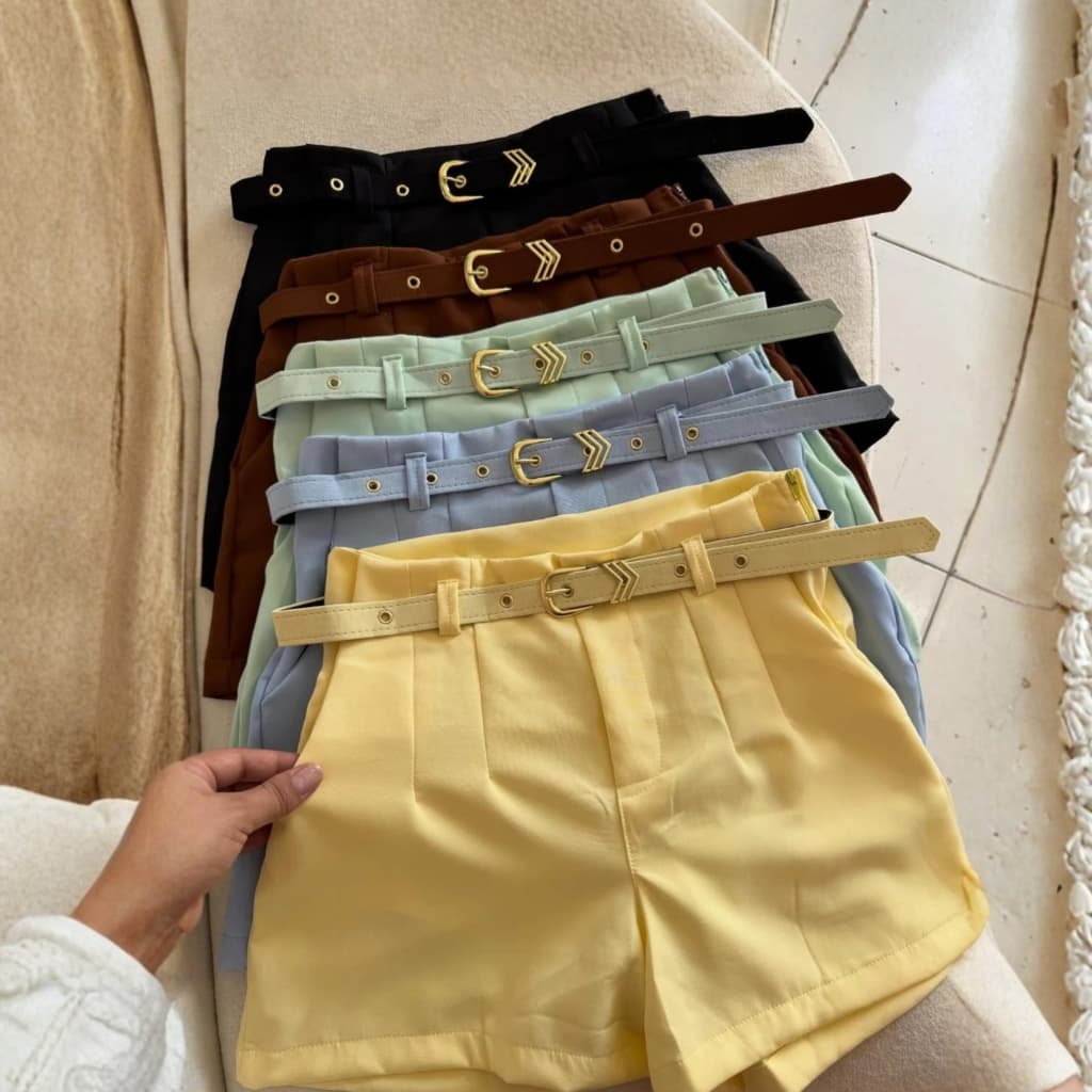 Short Alfaiataria Feminino Com Cinto Forrado