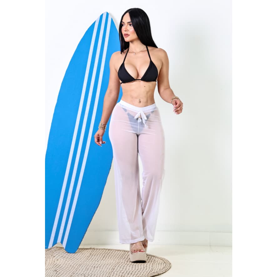 saida de praia calça tule moda praia/verão 2026
