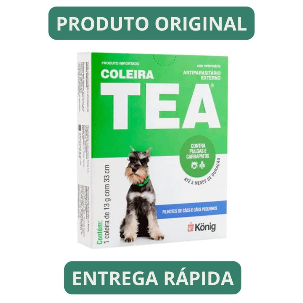 Coleira TEA 327 Antipulgas  e Carrapatos Cães 13gr 33cm Filhote/Cães pequenos - Konig PRODUTO ORIGINAL