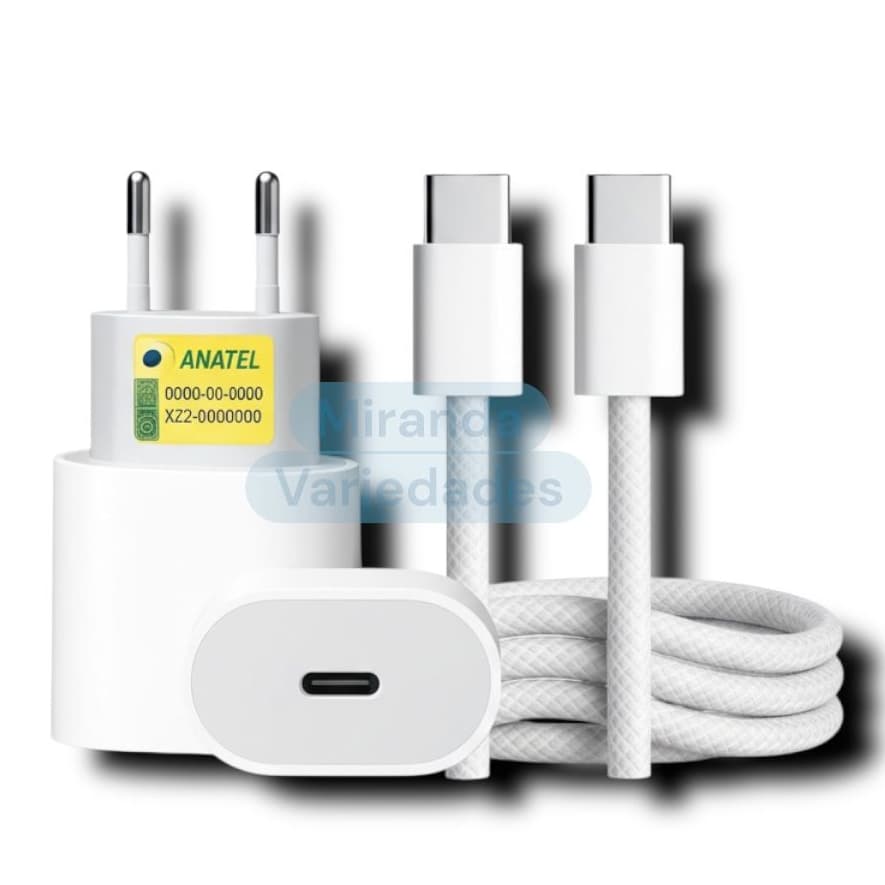 {ORIGINAL} Carregador Turbo 35W iPhone 15 16 & Android Tipo C Fio em Nilon Com Carregamento Rápido