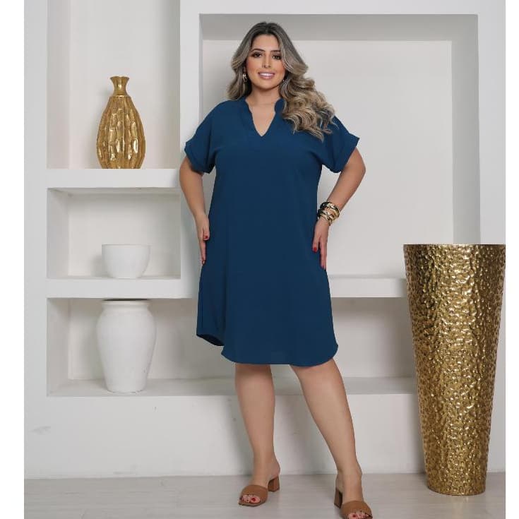 Vestido Chemise  Plus Size  Confortável Tecido Duna Premium confortável e leve Moda Verão 2025