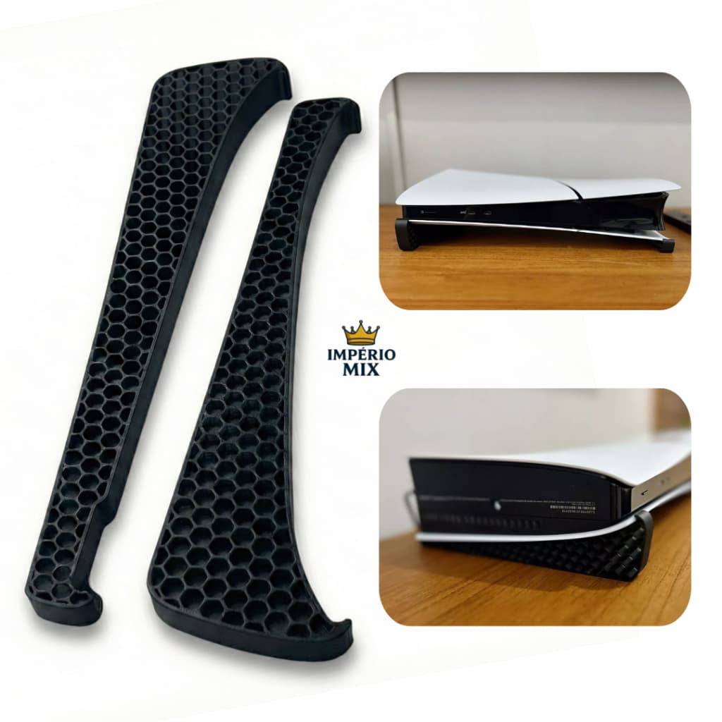 Suporte Horizontal PS5 Slim Digital – Formato Bolha em PLA Premium, Estável e Seguro