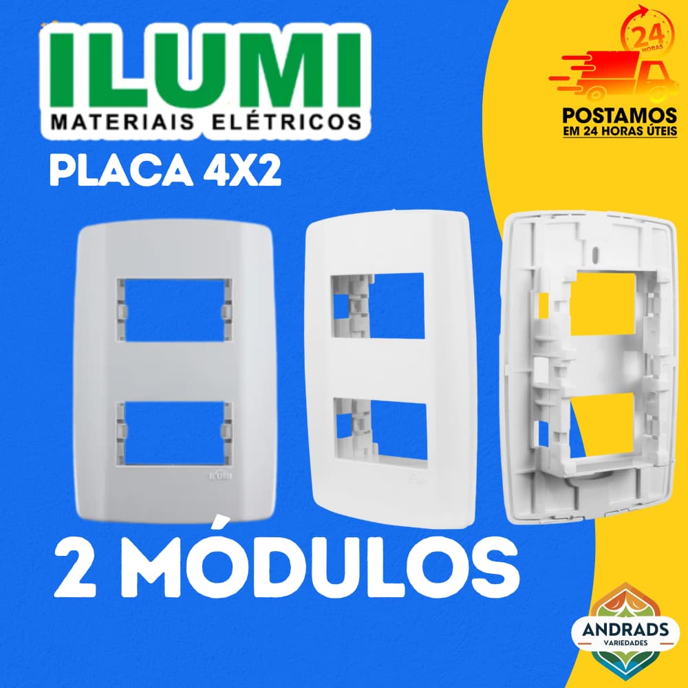 Espelho / Placa 4x2 Slim para 2 Módulos Ilumi – Branco