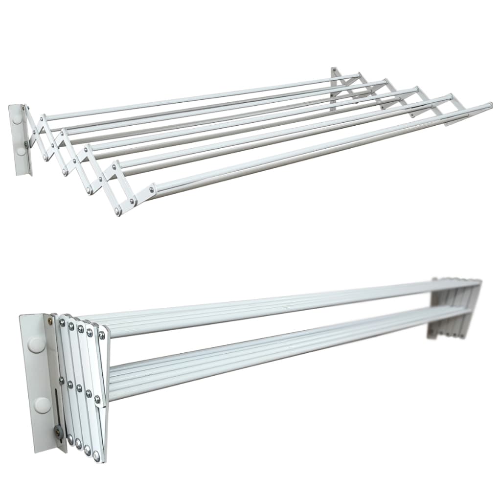 Varal Sanfonado Mega Reforçado 130 cm 10 Varetas Parede Retrátil Aluminio Suporta Roupas de Cama - Bitenfer Varais