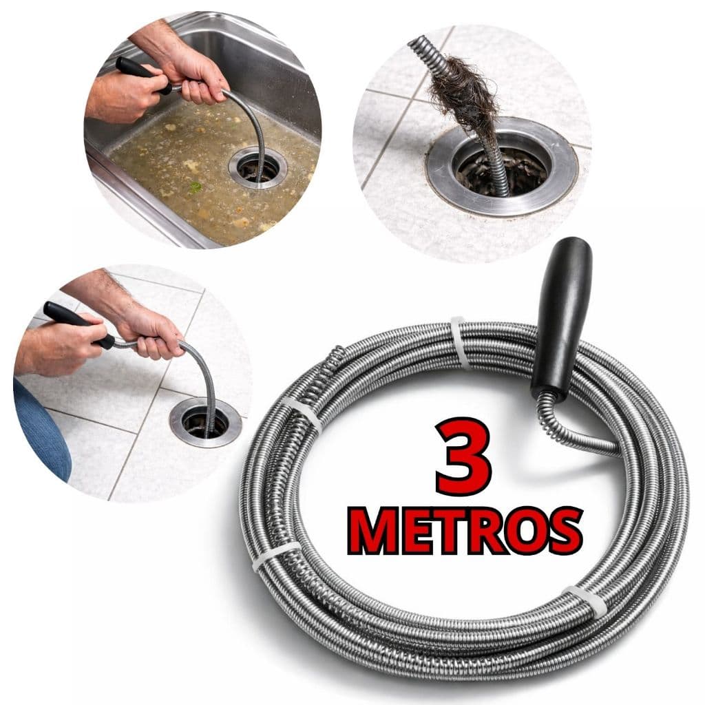 Cabo Desentupidor 3 Metros Flexível Limpeza Canos Ralos Pias