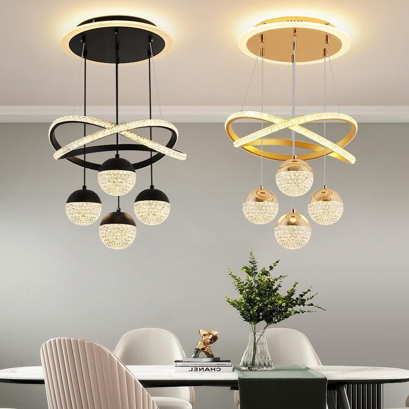 Lustre de Cristal 3 Cores, Bivolt 110V/220V, Design Moderno para Sala e Quarto -O16