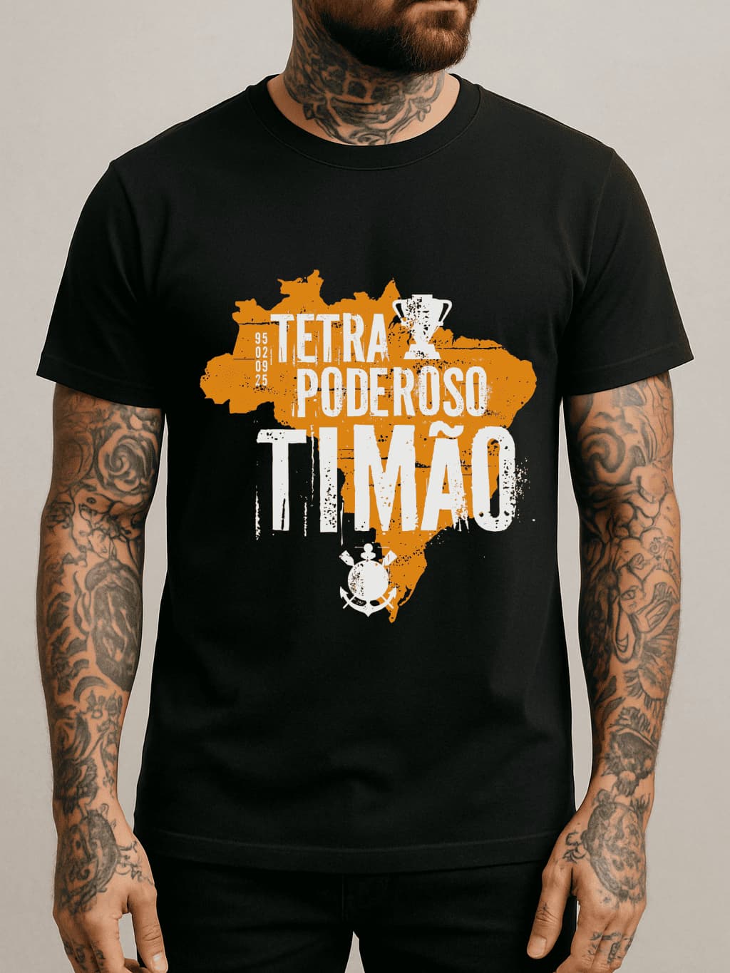 Camiseta T-shirt Comemorativa Tetra Campeão Corinthians Estampa Exclusiva Algodão Premium