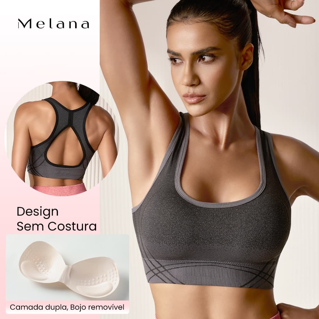 Sutiã Esportivo Academia Corrida Bojo Removível Emagrecedor Push-Up Costas Bonitas Suplex Verão Feminino