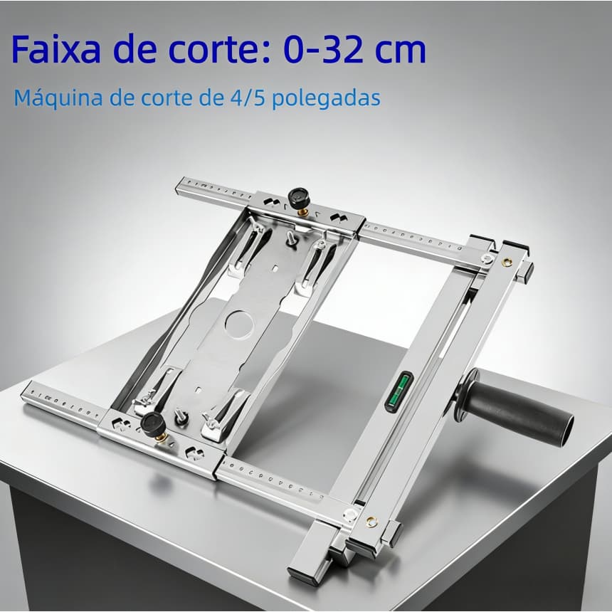 Guia de Serra Circular de Metal Ajustável com Mecanismo de Fixação - Nível Integrado, Corte Reto em Placas de Madeira