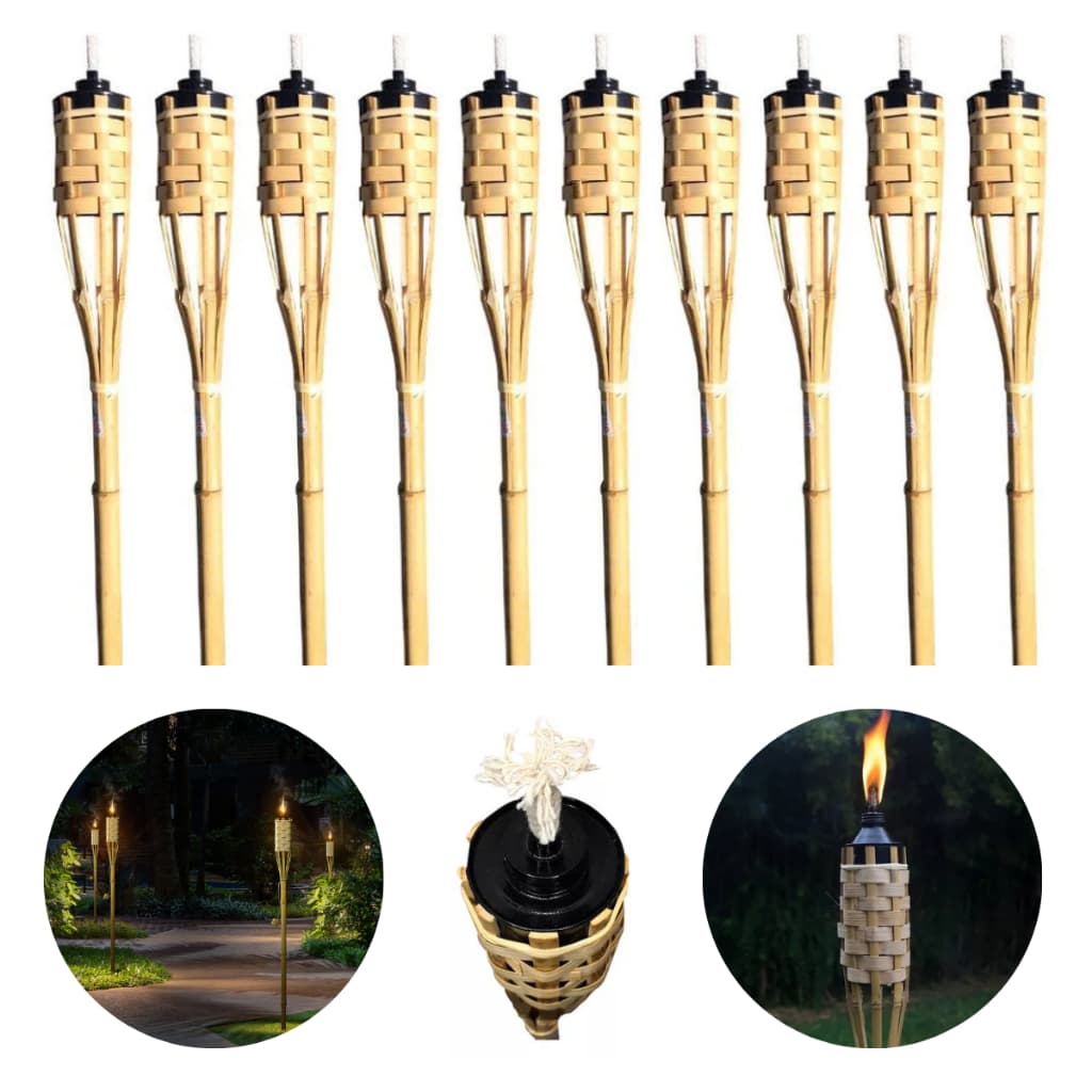 Kit 10 Tochas de  Bambu Lamparina Festa Temática Decoração  Jardim Luau 120cm