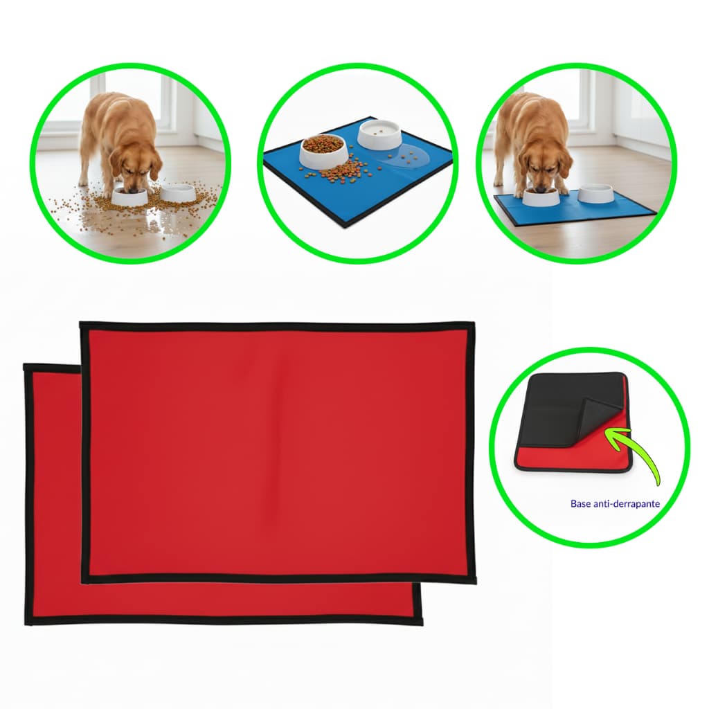 Kit 2 Tapete Higiênico Protetor Chão Pet Bandeja 52cm para Ração e Água de Cachorro Gato Antiderrapante Lavável Grande