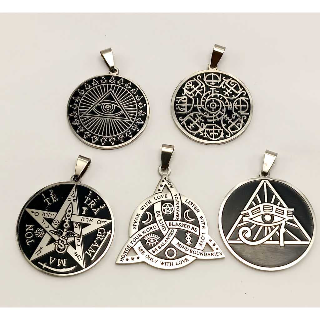 Colar Pentagrama Metal Pingente Tetragrammaton Esoterismo.