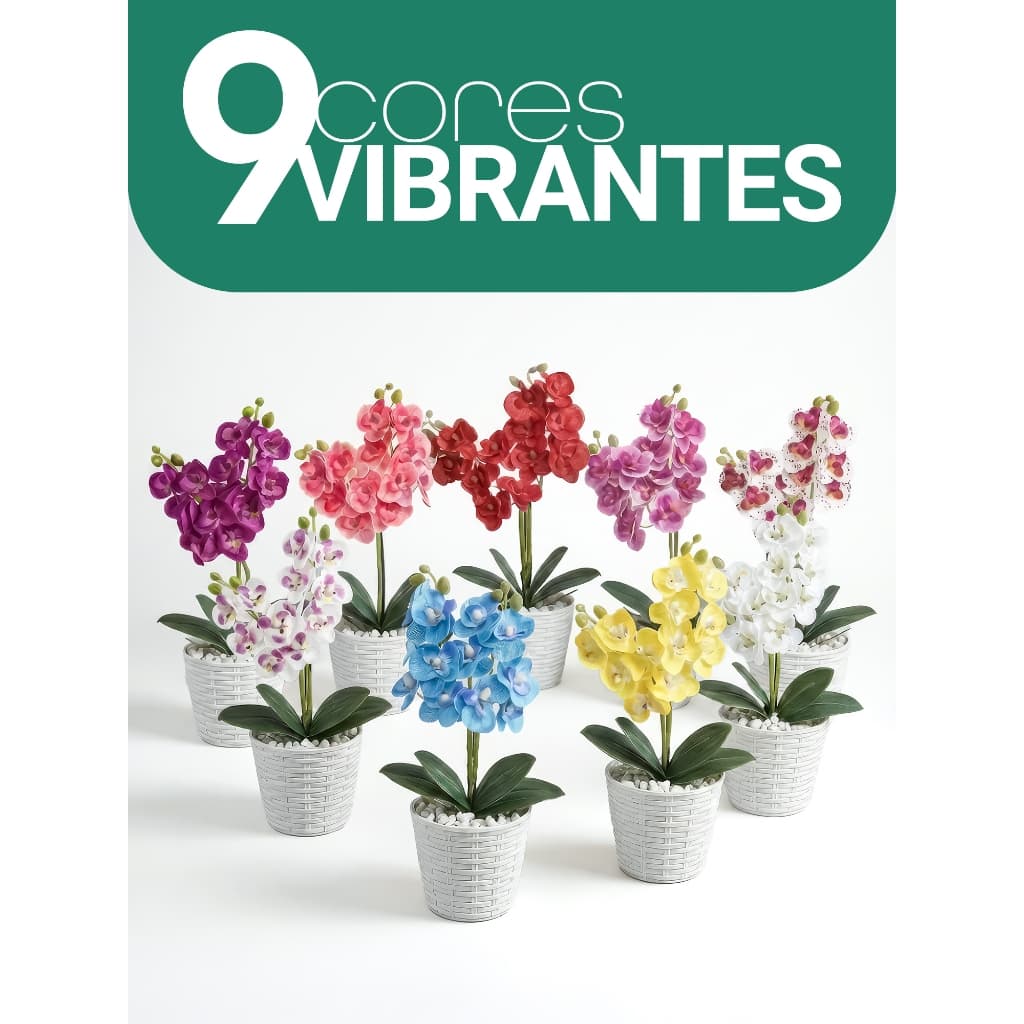 Vaso Flores Artificiais Arranjo Orquideas Decorativas Orquídea 28cm