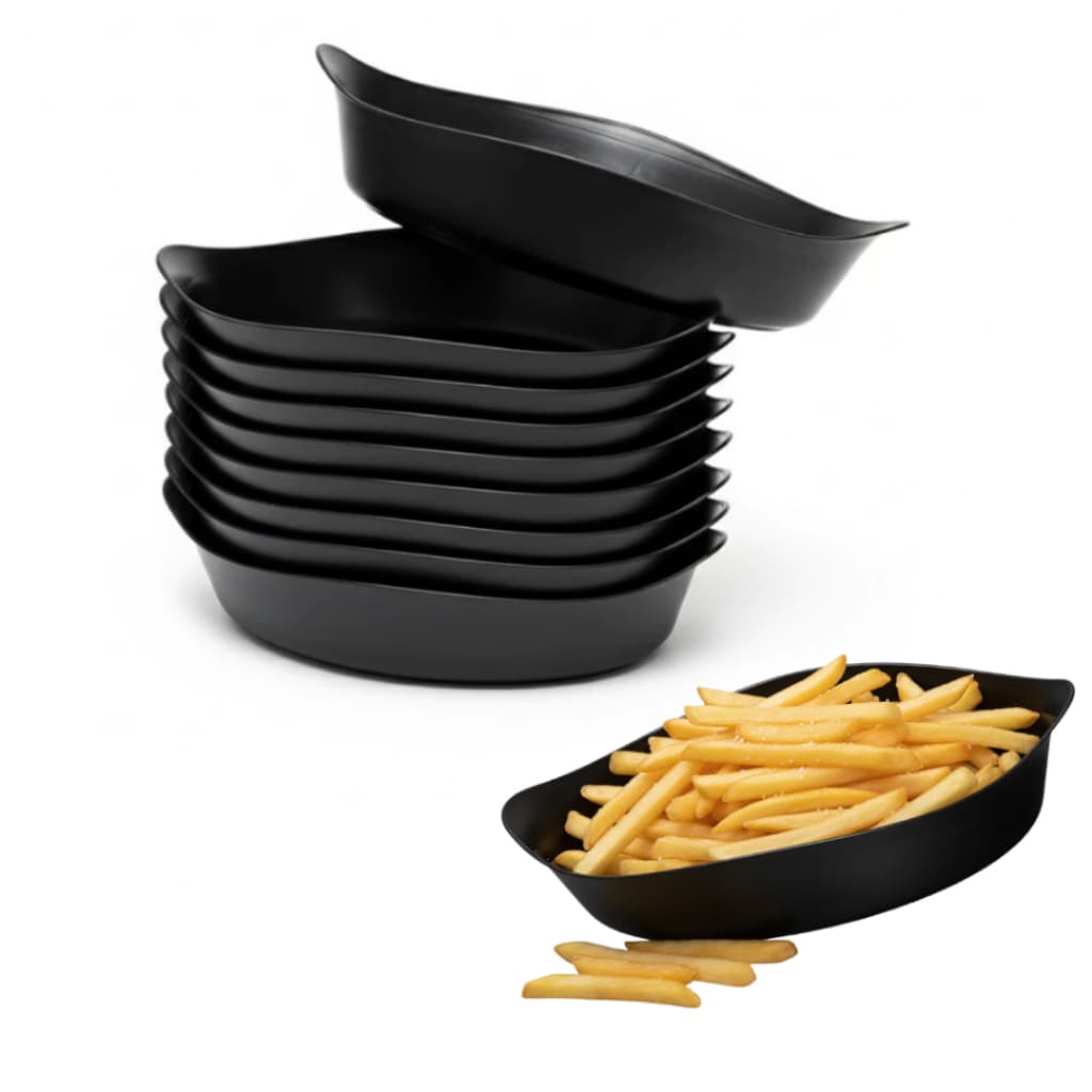 Kit 50 Petisqueira Canoa Plástica Branca Porções Bar e Lanchonete Batata e Salgados