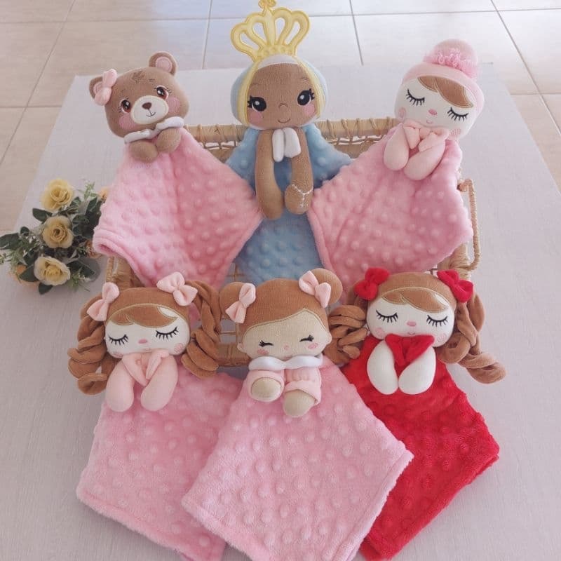 Naninha para bebê Menina - Naninha com nome - Naninha Personalizada Mantinha Pipoquinha