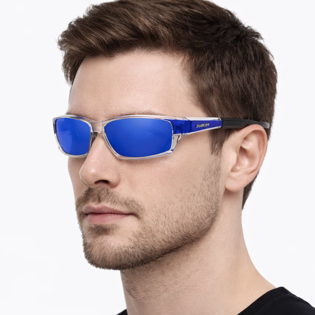 Óculos de Sol Dubery 620 Azul Lente Espelhada Polarizada UV400 Esportivo