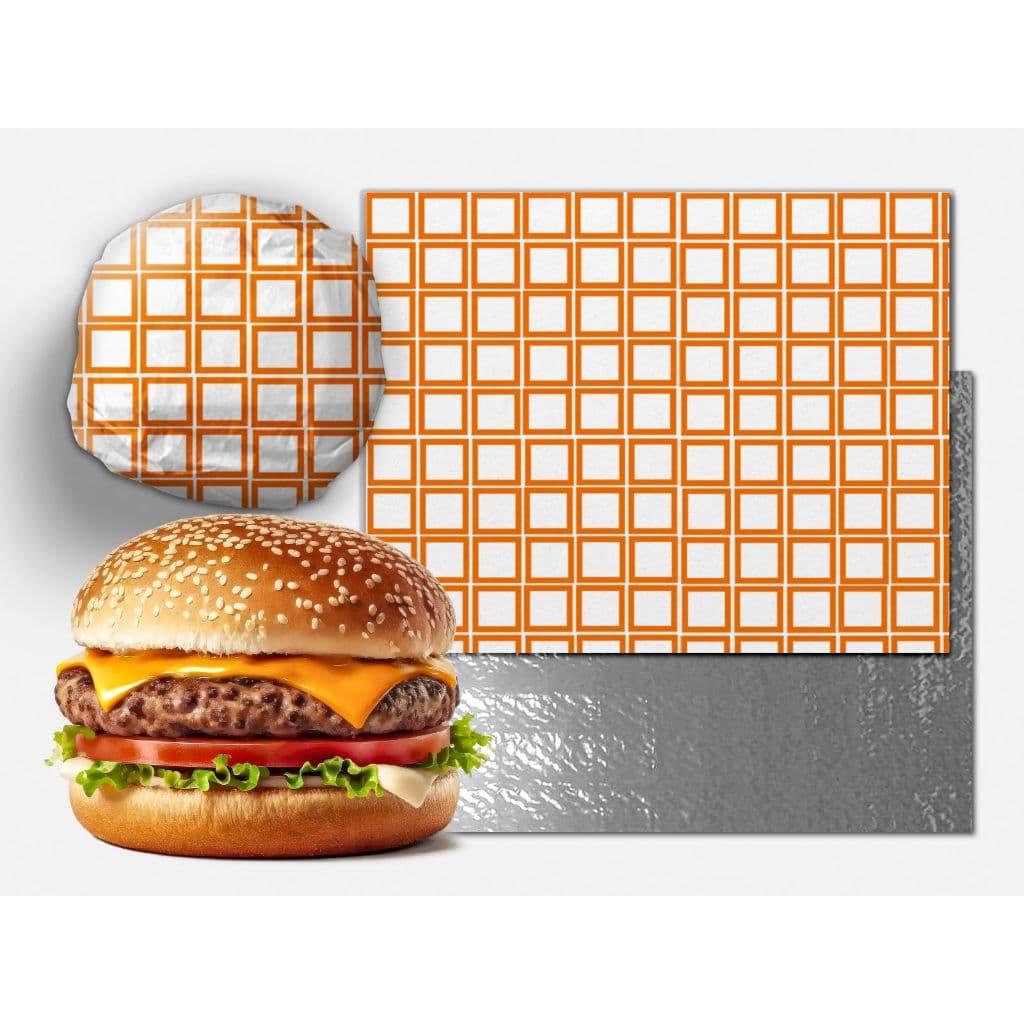2000 PAPEL 33X38 ACOPLADO TÉRMICO LAMINADO METALIZADO BURGER BURGUER HAMBURGUER BARREIRA ANTIGORDURA
