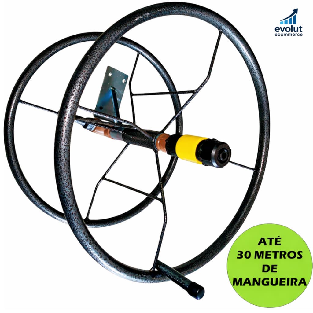 Suporte Giratório para Mangueira Jardim até 30m | Enrolador Resistente Parede Organizador