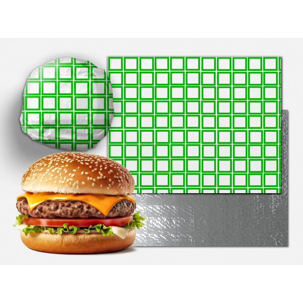 2500 PAPEL 33X37 ACOPLADO TÉRMICO METALIZADO LAMINADO BURGER BURGUER HAMBURGUER BARREIRA ANTI GORDURA