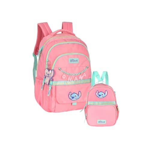 Kit Mochila Costas Stitch Disney Angel Lancheira Térmica Reforçada Feminina Fashion