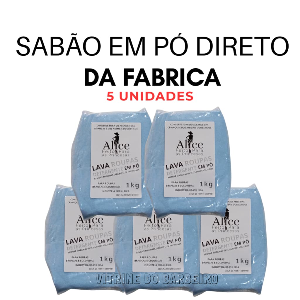 Sabão Em Pó 5 Kg Perfuma e Limpa Roupas Brancas e Coloridas