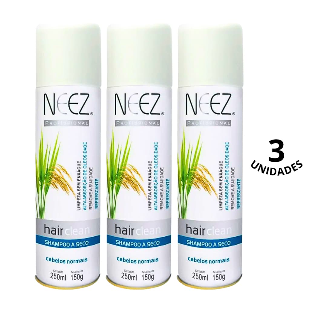 Neez 03 Shampoos A Seco Cabelos Normais Profissional 250ml