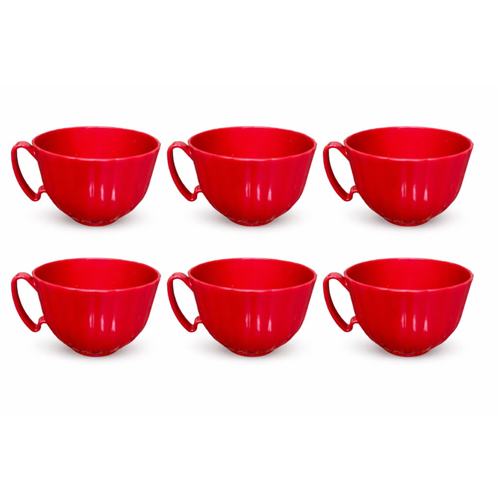 6 Tigelas Cumbucas 700ml Plástica Caldo Sopa Açaí Com Alça Vermelho