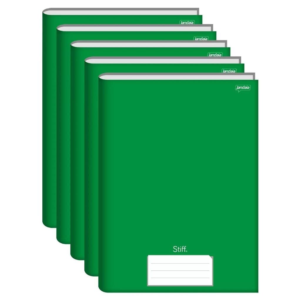 kit 5 caderno pequeno jandaia 96f stiff 1/4 capa dura verde