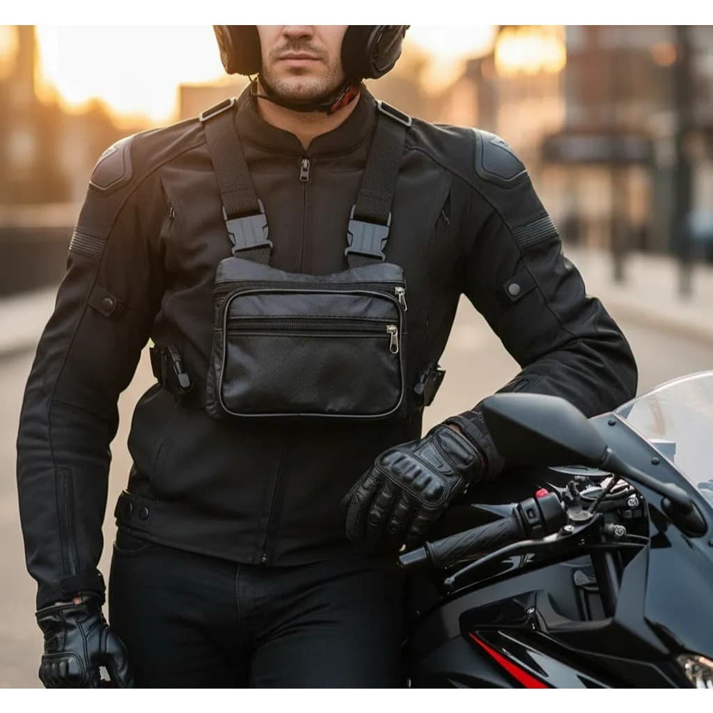 Bolsa De Peito Pochete Motoboy Couro Masculina Unissex Colete Sholder Bag