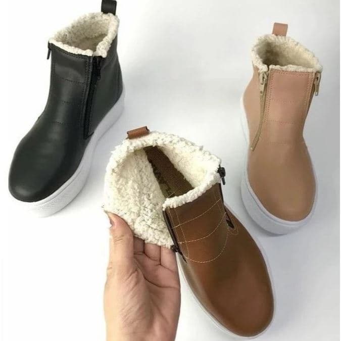 Bota Coturno Feminino De Pelo Lã De Inverno Frio Bota Feminina Para O Frio Lançamento 2024